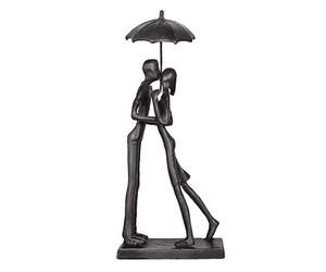 Aoneky Statuette Couple - Sculpture en Fer - Statue Amour - Décoration de Maison ou de Bureau (s'embrasser sous Le Parapluie)