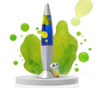 AONESY Lampe à Lave 34cm Bleu Foncé Liquide & Cire Jaune Lampe à Lave Enfants Lampe de Nuit Lumière Colorée Cadeau pour Noël Anniversaire