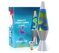 AONESY Lampe à Lave 37cm Bleu Foncé Liquide & Jaune Cire Lampe à Lave Enfants Lampe de Nuit Lumière Colorée Cadeau pour Noël Anniversaire