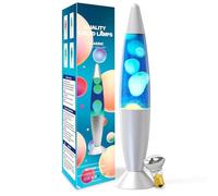 AONESY Lampe à lave Bleu clair Cire blanche Lampe à lave Veilleuse pour enfants Lampe à lumière colorée Cadeau pour Noël ou un anniversaire - 34 cm