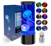 AONESY LED Quallen Lampe 17 Farben, Jellyfish Lamp Lavalampe Aquarium Auallen Jellyfish Lampe Kinder mit Fernsteuerung, Lavalampe Aquarium Deko Stimmungslicht- Noir