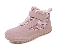 AONETIGER Enfant Bottines de Neige Garçons Filles Doublure Chaude Hiver Imperméable Warm Barefoot Shoes Extérieu Antidérapant Chaussure de Randonnée (Rose,34EU)