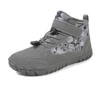 AONETIGER Enfant Bottines de Neige Garçons Filles Doublure Chaude Hiver Imperméable Warm Barefoot Shoes Extérieu Antidérapant Chaussure de Randonnée (Gris,36EU)