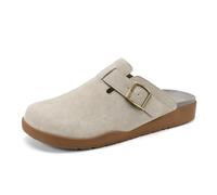 AONETIGER Mules et Sabots Femme Homme Chaussons Cuir Liège Pantoufles Confortables Fermé Semelles Chaussures de Jardin d'Intérieur Extérieur (Gris,38EU)