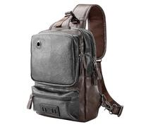 AONETIGER Sacoche Bandouliere Homme Cuir Sac Bandoulière Vintage Sac de Poitrine avec Port de Chargement USB Sacs à Dos Porté Travers Pochettes Multifonctionnel (Noir)
