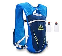 AONIJIE 5.5L Sac à Dos hydratation Sac à Dos extérieur Mochilas Trail Marathoner Running Race Gilet d'hydratation (Azul+2pcs 250ml Botella)