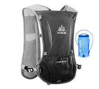 AONIJIE 5L Gilet Hydratation Running Femme et Homme Bretelles de Poitrine Réglables Léger et Réfléchissant Gilet de Course Marathon Randonnée (Noir-1.5L vessie d'eau)