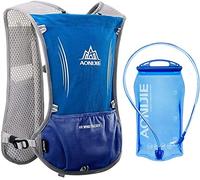 AONIJIE 5L Gilet Hydratation Running Femme et Homme Bretelles de Poitrine Réglables Léger et Réfléchissant Gilet de Course Marathon Randonnée (Bleu-1.5L vessie d'eau)