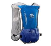 AONIJIE 5L Gilet Hydratation Running Femme et Homme Bretelles de Poitrine Réglables Léger et Réfléchissant Gilet de Course Marathon Randonnée (Bleu)