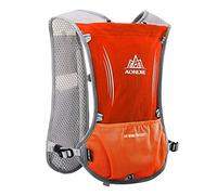 AONIJIE 5L Gilet Hydratation Running Femme et Homme Bretelles de Poitrine Réglables Léger et Réfléchissant Gilet de Course Marathon Randonnée (Orange)