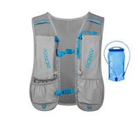 AONIJIE 5L Sac à Dos hydratation Sac à Dos extérieur Mochilas Trail Marathoner Running Race Gilet d'hydratation (Gris + Vessie d'eau 1,5l)