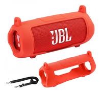 AONKE Étui de transport en silicone pour haut-parleur Bluetooth portable sans fil JBL Flip 7 avec bandoulière amovible (sac uniquement) (rouge)