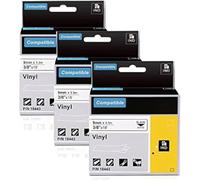 Aonomi - Ruban adhésif permanent en vinyle pour étiqueteuse - Pour DYMO 18445 18444 18443 18433 1805435 1805431 et DYMO Rhino 4200 5200 6000 - Pour étiqueter et plus encore 3/8'' Noir sur blanc