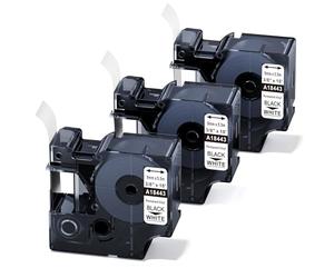 Aonomi - Ruban adhésif permanent en vinyle pour étiqueteuse - Pour DYMO 18445 18444 18443 18433 1805435 1805431 et DYMO Rhino 4200 5200 6000 - Pour étiqueter et plus encore 3/8'' Noir sur blanc