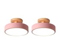 Aonukpdy 2X Plafonniers Moderne LED Nordic Bois Luminaire IntéRieur Luminaire Cuisine Salon Chambre Salle de Rose