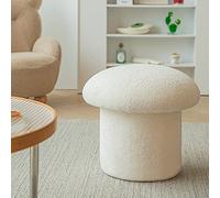 AONYAYBM Pouf Champignon, Tabouret Champignon Moderne Simple, Tabouret Champignon en Bois de Pin, Ottoman de Salon Confortable et élastique, Repose-Pieds Champignon Rond Doux pour la(Blanc)