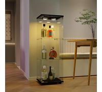 AONYAYBM Vitrine en Verre 3 Étages pour Salon, Vitrine Figurine Transparent, Armoire de Collection Moderne en Verre, Meuble Vitrines avec Verrou de Sécurité et lumières LED