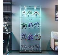 AONYAYBM Vitrine en Verre avec lumière LED et Serrure, Meuble Vitrine Salon, Armoire de Collection, Transparent Armoir de Verre pour Chambre à Coucher, 78,5 x 35 x 163 cm, 2 Portes, 4 étages, Noir