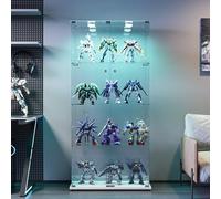 AONYAYBM Vitrine en Verre avec lumière LED et Serrure, Meuble Vitrine Salon, Armoire de Collection, Transparent Armoir de Verre pour Chambre à Coucher, 78,5 x 35 x 163 cm, 2 Portes, 4 étages, Blanc