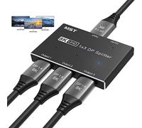 AOOCOO Répartiteur DisplayPort 1 en 3 sorties DisplayPort 1.4 MST SST 8K @ 30Hz 4K @ 144Hz DP vers DP Convertisseur vidéo pour carte graphique avec fonction MST (PC Windows uniquement)