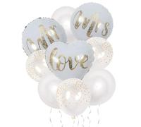 AOODUERL 9 Pièces Ballon Mariage, Ronds Mr & Mrs Décoration, Love Ballons, Ballons en aluminium Just Married, Décoration Romantique pour La Saint Valentin, Fiançailles, Jeunes Mariés, Douche Fête
