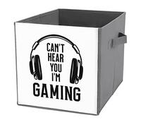 AOOEDM Can't Hear You I'm Gaming Tissu Bacs de rangement Game Quote Cubes Paniers Conteneurs avec poignées pour la maison Placard Chambre Tiroirs Organisateurs Flodable 10,6 pouces