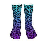 AOOEDM Chaussettes à rayures léopard dégradé de couleur pour femmes hommes sport travail chaussettes courtes confort mi tube bas 40 cm