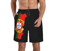 AOOEDM Drapeau du Portugal Carte Short de Plage pour Hommes avec Poches Short de Bain d'été Maillots de Bain