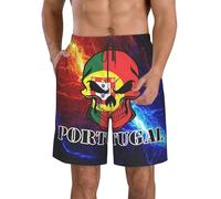 AOOEDM Drapeau du Portugal Sugar Skul Short de Plage pour Homme avec Poches Short de Bain d'été