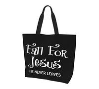 AOOEDM Fall For Jesus He Never Leaves Sac à provisions réutilisable en toile pour dames