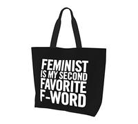 AOOEDM Feminist Is My Second Favorite F Word Ladies Canvas Tote Sac à provisions réutilisable