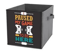 AOOEDM Game over Cube de rangement pliable avec poignées, boîte de rangement/poubelle/cube avec citation de jeu amusante pour chambre à coucher, salon, crèche, jouets, vêtements 26,7 x 26,7 x 26,9 cm