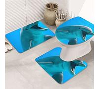 AOOEDM Happy Dolphin Salle de Bain Antidérapant Tapis de Bain Set 3 Pièces