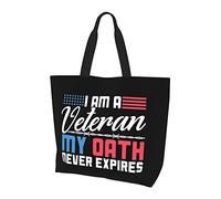 AOOEDM I Am A Veteran My Oath Never Expires Sac à provisions réutilisable en toile pour femme