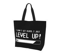 AOOEDM I Dont Get Older I Level Up Sac à provisions réutilisable en toile pour femme