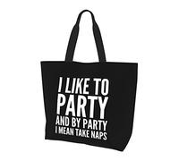 AOOEDM J'aime faire la fête et par fête je veux dire prendre des siestes sac fourre-tout en toile réutilisable