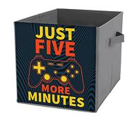 AOOEDM Just Five More Minutes Bacs de rangement en tissu Gaming Citation Cubes Paniers Conteneurs avec poignées pour la maison Placard Chambre Tiroirs Organisateurs Flodable 10,6 pouces