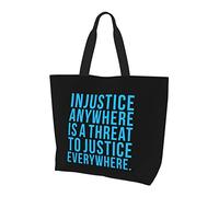 AOOEDM L'injustice n'importe où est une menace pour la justice partout Sac à provisions réutilisable en toile pour femme