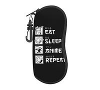 AOOEDM Lunettes de soleil étuis souples avec clip de ceinture étui à lunettes portable manger sommeil anime répéter japonais mot néoprène fermeture éclair sac à lunettes pour femmes hommes