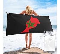 AOOEDM Maroc Drapeau Carte Microfibre Serviette de Plage-séchage Rapide Serviettes surdimensionnées Couverture pour Voyage Piscine Camping