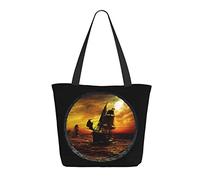AOOEDM Moon Night And Ocean-View Outside The Window Ladies Shopping Bag 13x11x7in.Le cadeau parfait pour la Saint-Valentin.C'est de la Saint-Valentin pour maman, fille, épouse, etc.