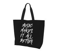 AOOEDM Music Makes It All Better Sac à provisions réutilisable en toile pour dames