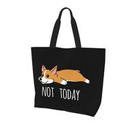 AOOEDM Pas aujourd'hui Corgi Ladies Canvas Tote Sac à provisions réutilisable