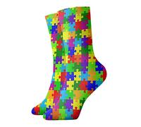 AOOEDM Puzzle Pieces Sensibilisation à l'autisme Doux Running Randonnée Travail Chaussette Confort Respirant Casual Sox pour Hommes Femmes