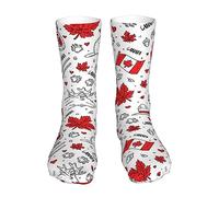 AOOEDM Rouge Érable Happy Canada Day 2023 Imprimer Chaussettes Hommes Crew Sock Tube Chaussette Compression Courir Bas Pour Voyage Parade 16 Pouces