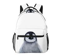AOOEDM Sac à dos d'école amusant pour homme et femme, collège, collège, lycée, anti-rayures, léger, voyage, randonnée, sac à dos petit pingouin aquarelle blanc pour bouteille de manuel