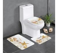 AOOEDM Seashells Starfish on Beach Tapis de Salle de Bain Lot de 3 - Doux et Confortable avec Envers antidérapant - Absorbant et Lavable en Machine 61 x 40,6 cm