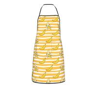AOOEDM Tablier de banane mignon rayé jaune pour hommes femmes avec 2 poches, tabliers réglables imperméables hawaïens pour la cuisine