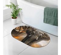AOOEDM Tapis de Douche à imprimé éléphant d'Afrique Tropicale, Tapis de Douche en Terre de diatomées, Tapis de Bain antidérapant à séchage Rapide, 19,7 x 31,5 po