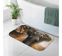 AOOEDM Tapis de Douche à imprimé éléphant d'Afrique Tropicale, Tapis de Douche en Terre de diatomées, Tapis de Bain antidérapant à séchage Rapide, 19,7 x 31,5 po